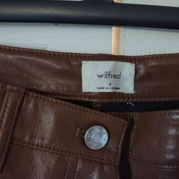 NWT Wilfred Melina Faux Leather Brown High Rise Straight Leg Pants Size 4 $148. - Picture 4 of 7